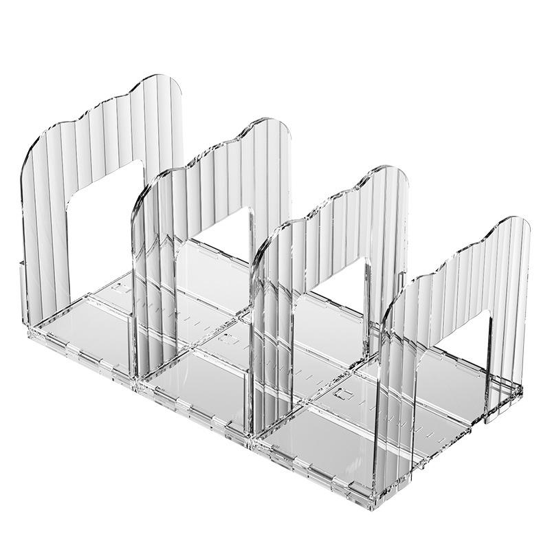 Bookcase Office Document Organizer Four-Compartment Book Holder Transparent Desktop Book Stand Document Display Rack