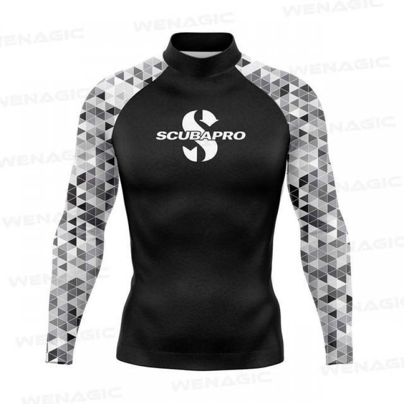 Mens Long Sleeve Surfing Top Quick Dry Tight Fit Swimming Sports