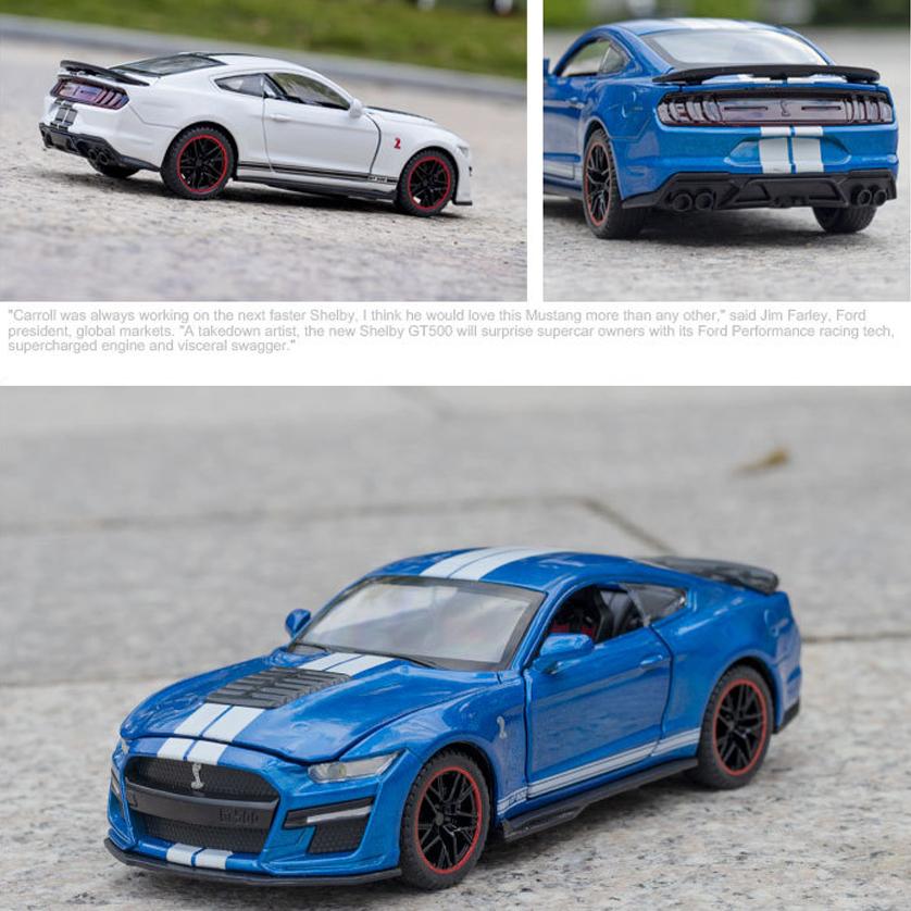 1/32 Scale Mustang Shelby GT500 Diecast Car Model Toy, Pull Back Toy Vehicle with Sound and Light for Kids Toddler Boys Girls Gift Collection