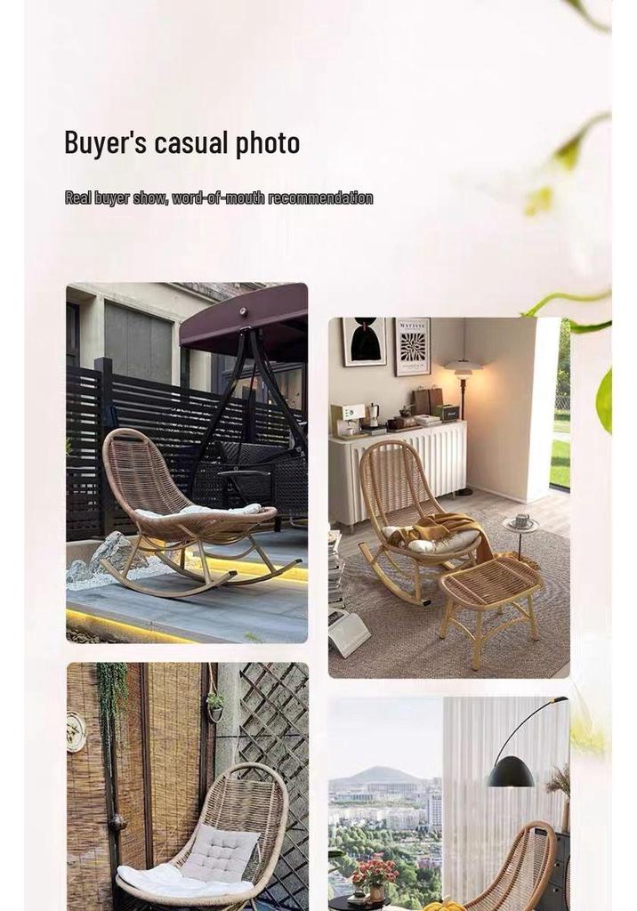 Geflochtener Rattan-Liege-Schaukelstuhl für Erwachsene - Perfekt für Wohnzimmer oder Balkon zur Entspannung