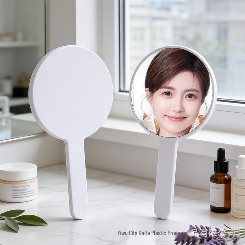 Round HD Handheld Makeup Mirror with Printed Logo - Portable Touch-up and Compact Mirror
