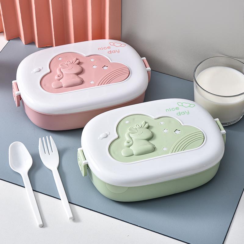 Scatola Bento Ovalare a Cartoni Animati: Lunch Box Portatile con Scomparti, Adatta al Microonde, per Studenti e Adulti