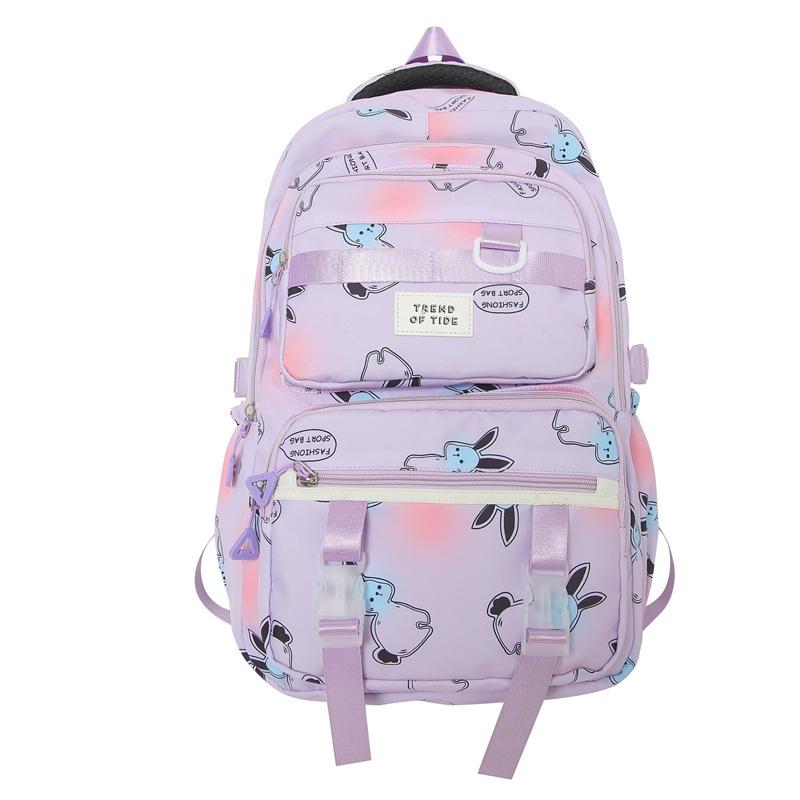 

Рюкзак с принтом граффити, милый студенческий школьный рюкзак, женский рюкзак большой емкости для девочек фиолетовый