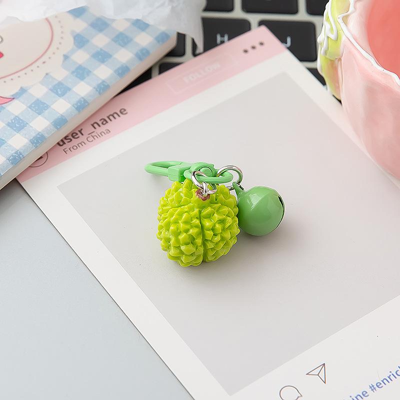 Resin Lychee Orange Charming 3D Fruit Keychain with Bell for Personalized Bags A10