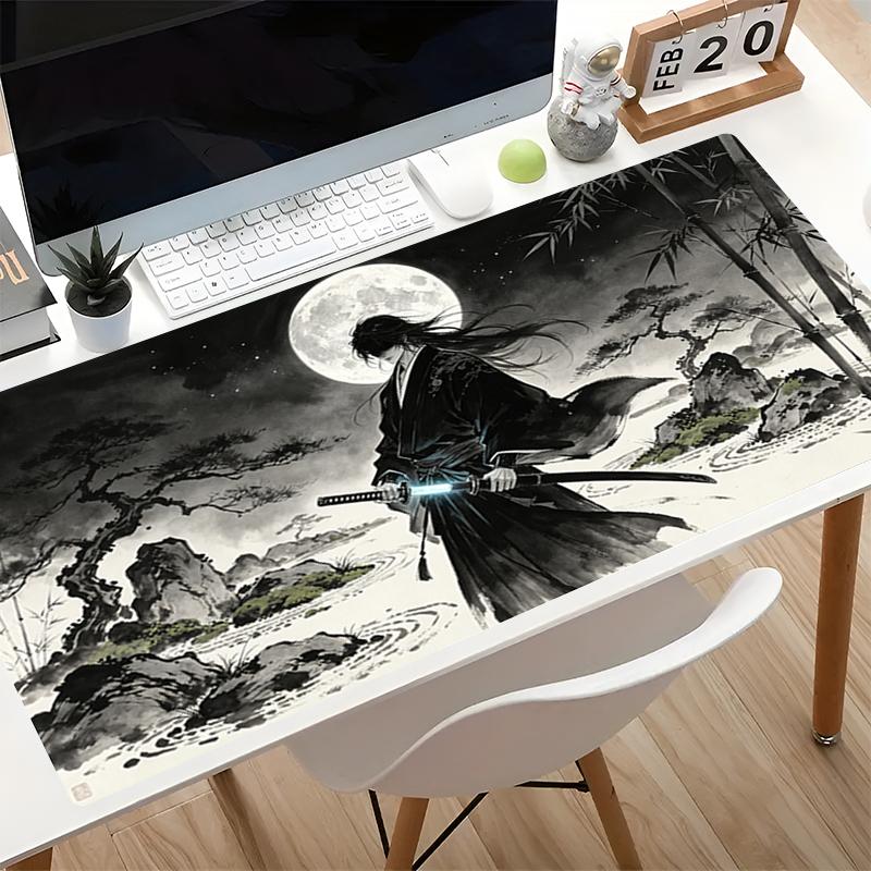 Popular Esports Mouse Pad Nonslip Anime Desk Mat Gaming Pc Computer Keyboard Pad Hd Print Japanese Samurai Extended Mousepad