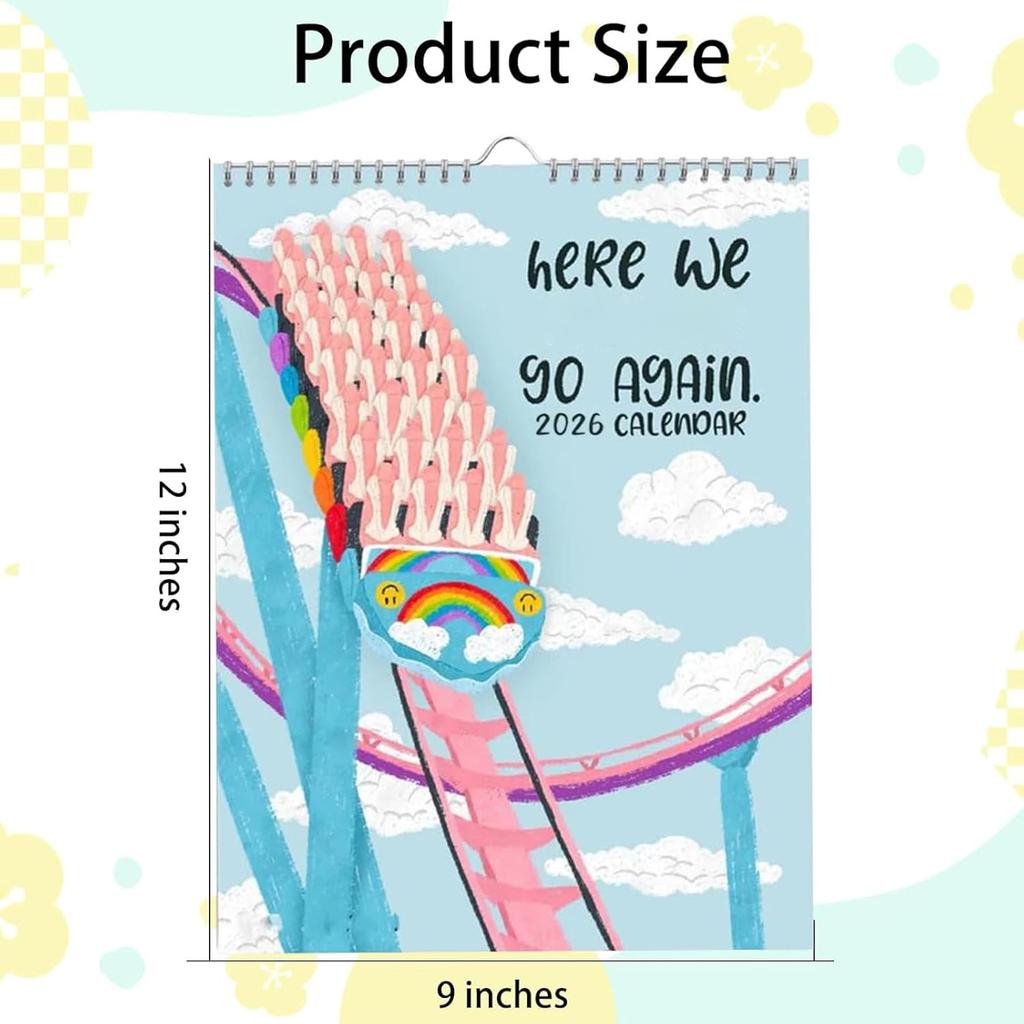 Here We Go Again 2026 Calendar, Here We Go Again Calendar, Fun Hanging Month Hanging Calendar, Match Your Witty Personality, Novelty Planning Wall