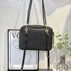 New Leather Woven Camera Bag Tofu Bag Niche Retro Boston Women's Bag Cross-border Fashion Shoulder Messenger Bag