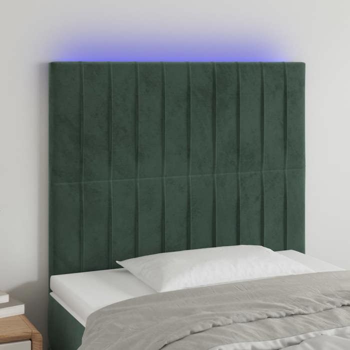 VidaXL LED Headboard Bedroom Furniture Single Bed Accessory Headboard Bed Frame Interior Dark Green 3122707