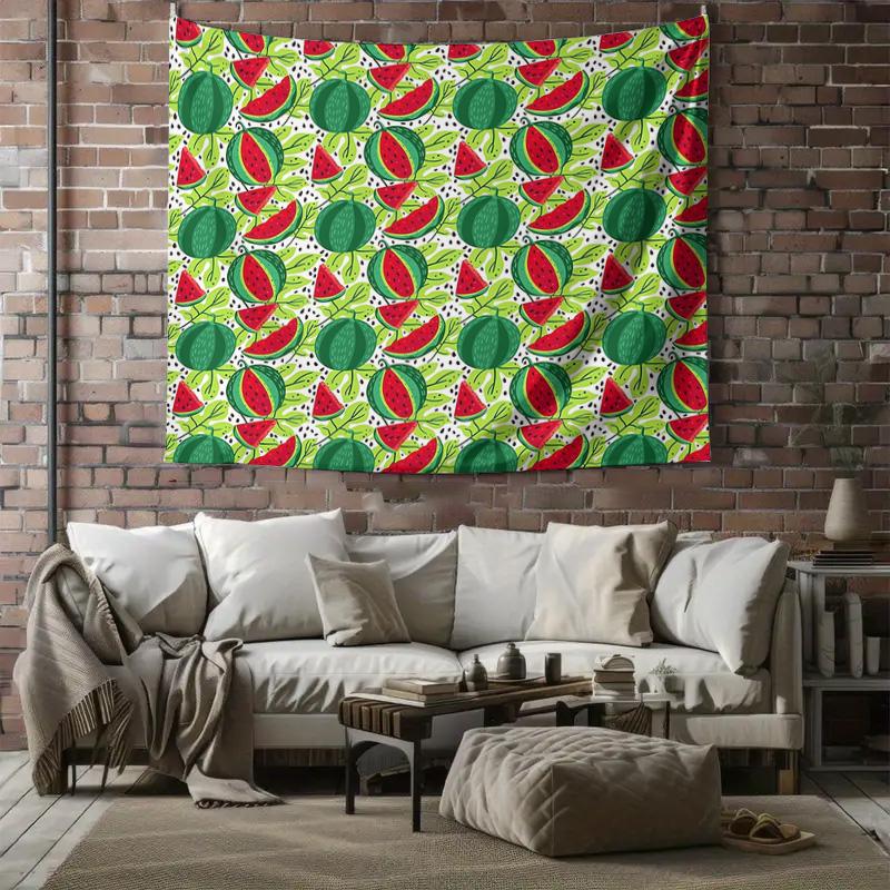 Watermelon Tapestry Wall Hanging Summer Vibes Decor Aesthetic Room Decor Tropical Wall Art Fruit Pattern Backdrop Home Decor Dor