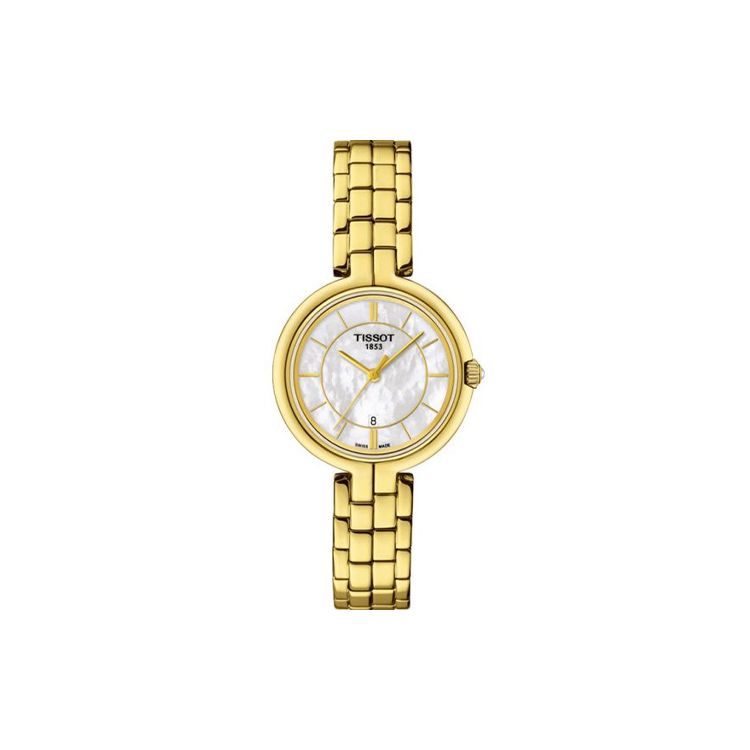 Tissot Women's White/Gold Flamingo Series Quartz Movement Waterproof Date Display Casual Retro Fashion Watch Watches T094.210.33.111.00