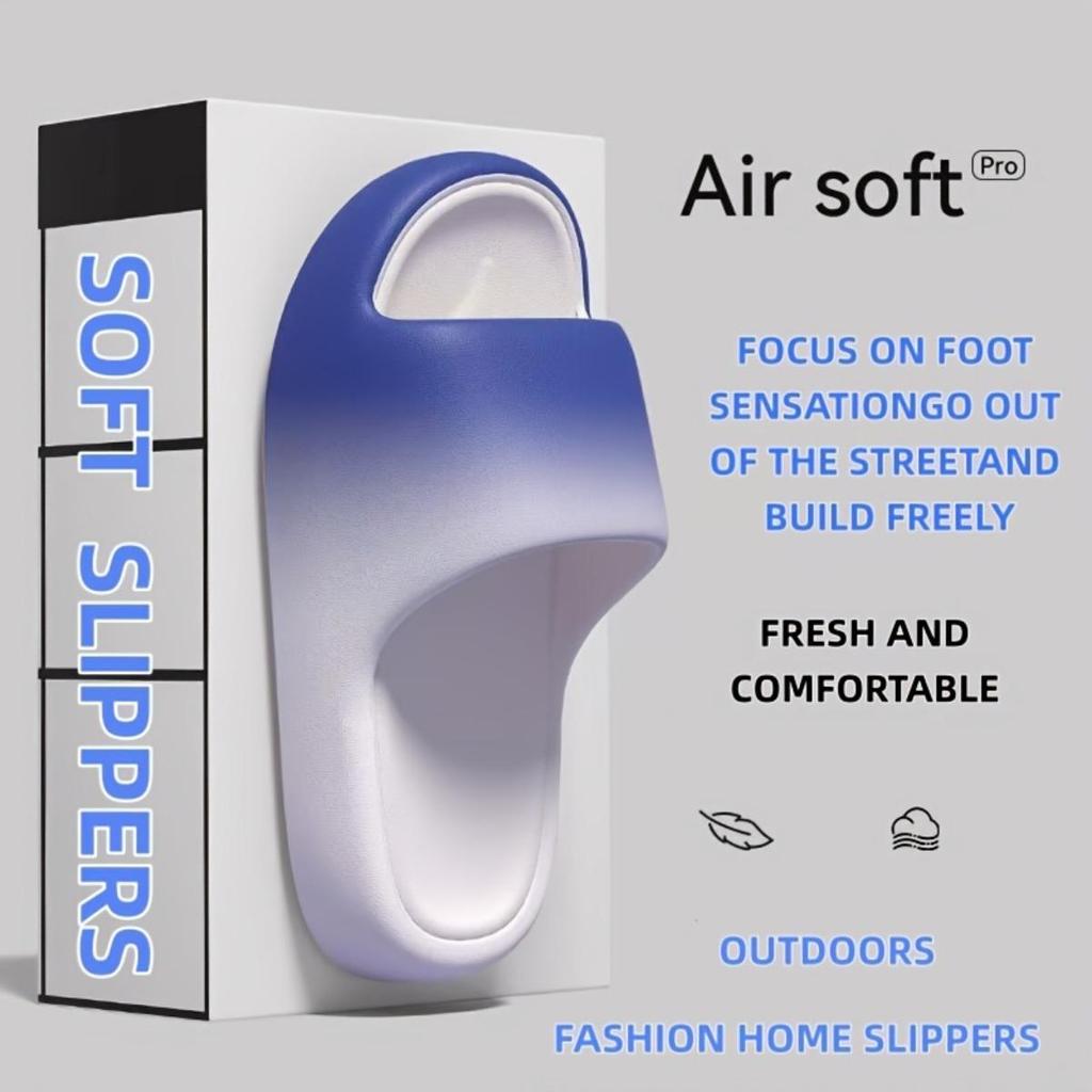 Thick Soled Household Slippers, Unisex Fashionable Gradient Sandals, Contrasting Color Open Toed Home Shoes, Height Increasing Slippers