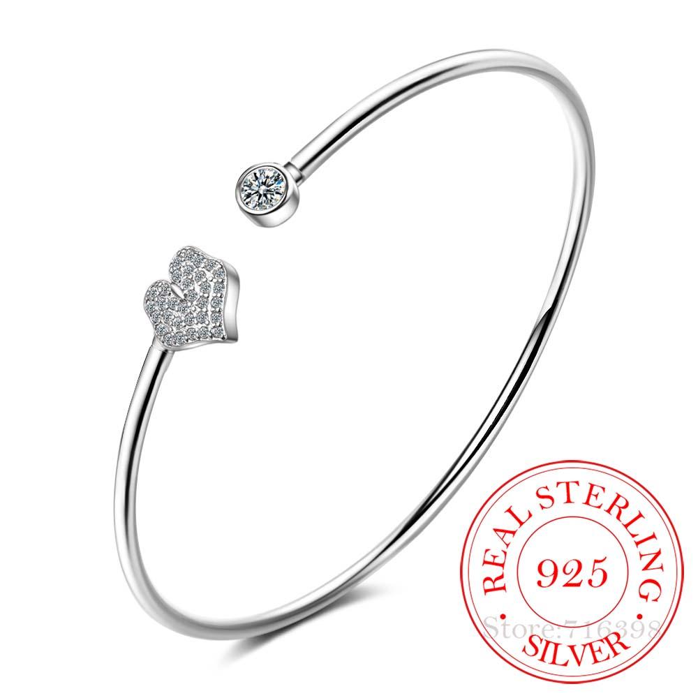 925 Silver Crystal Butterfly/Dragonfly/Heart Charm Bangles For Women Bracelet &Bangle Wedding Birthday Party Jewelry
