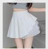Women's White Pleated Mini Skirt, Ballet-Style High Waist A-Line Tutu Skirt