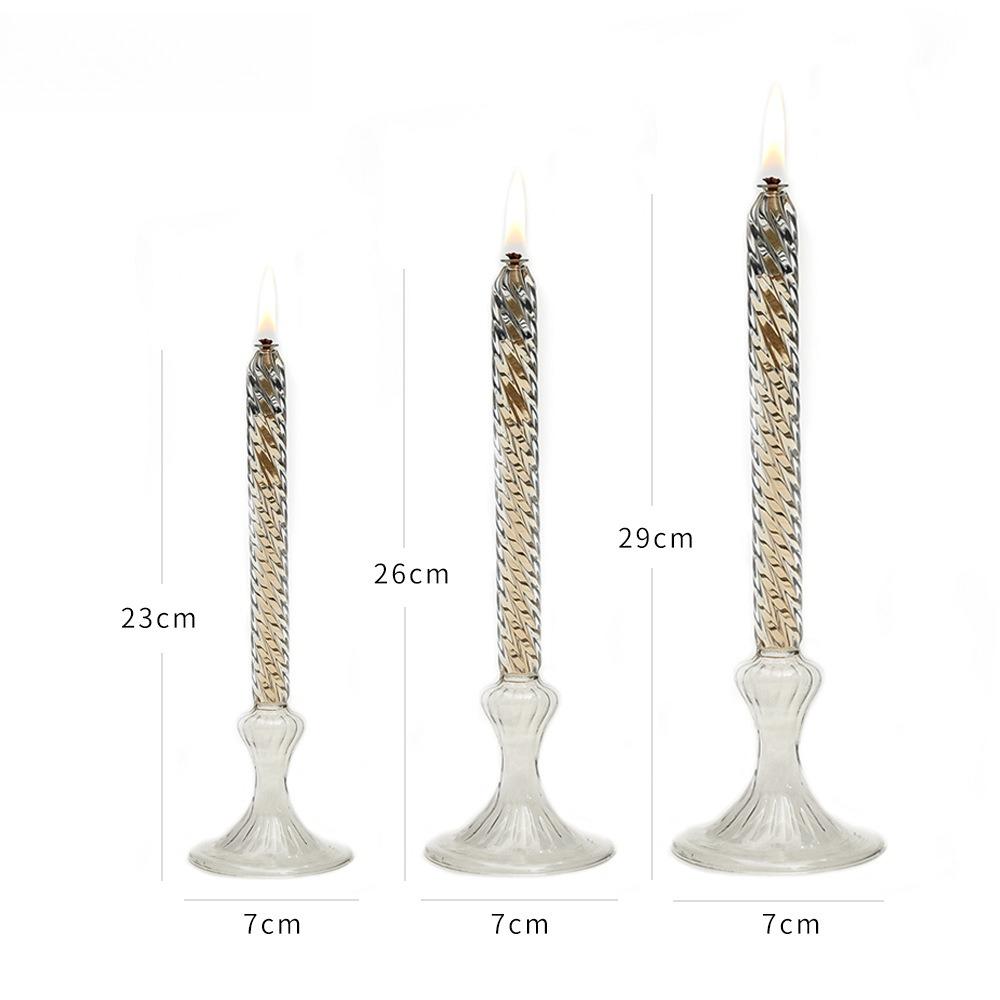 Rotate Transparent Glass Candle Holder Smokeless Glass Oil Lamps Candlestick Wedding Decor Romantic Candlelight Dinner Ornaments