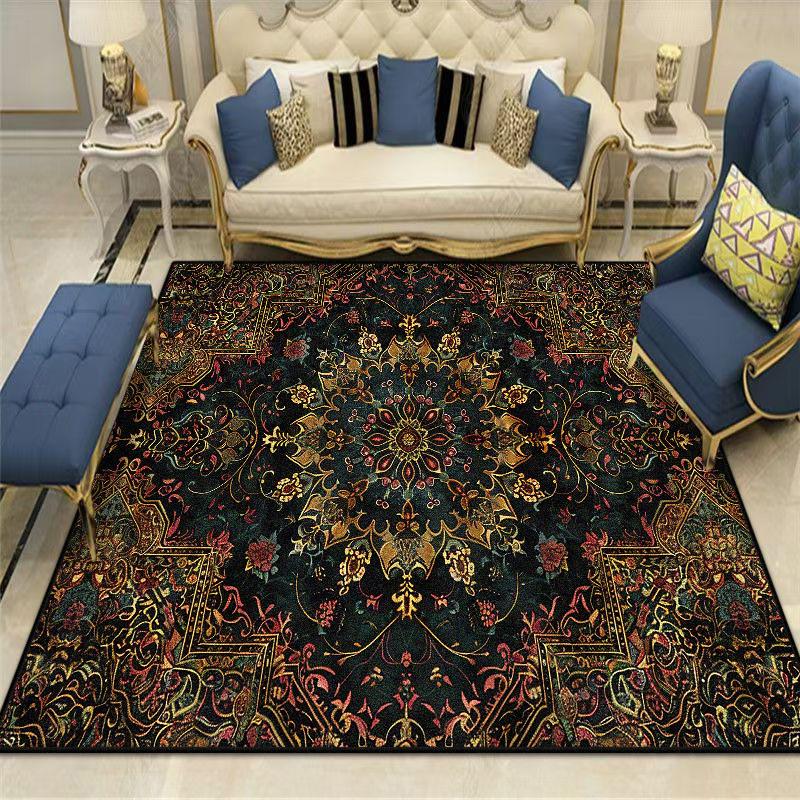 European style Retro Carpets Luxury Living Room Decoration Home Bedroom Floor Mats Non-slip Washable Large Area Rug dining room
