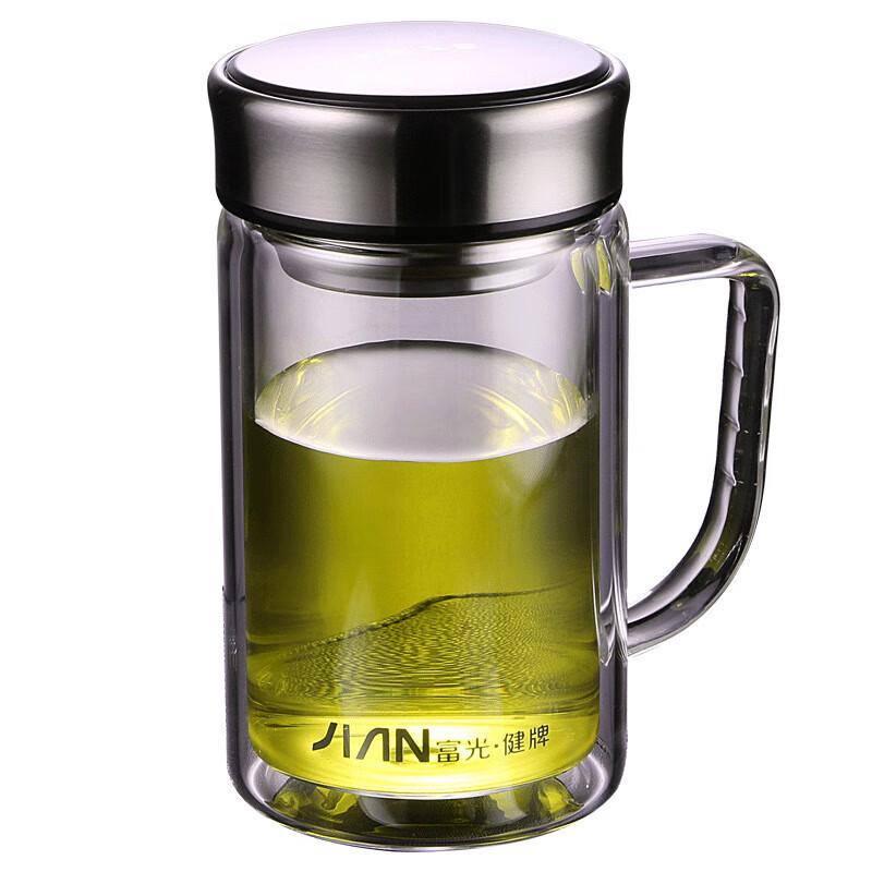 Fuguan X1501 Double-Layer Glass Tea Cup with Handle