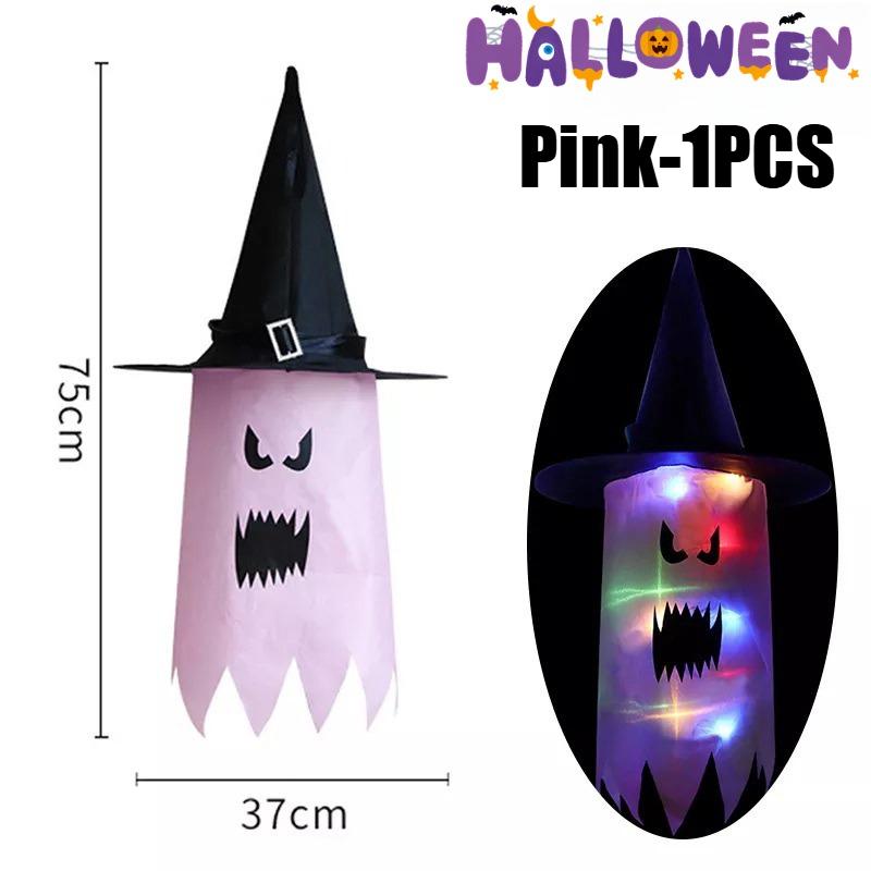 Glowing Outdoor Witch Hat LED Luminous Tree Hanging Ornament Kids Party Decor Halloween Wizard Hat Magic Prop Solution