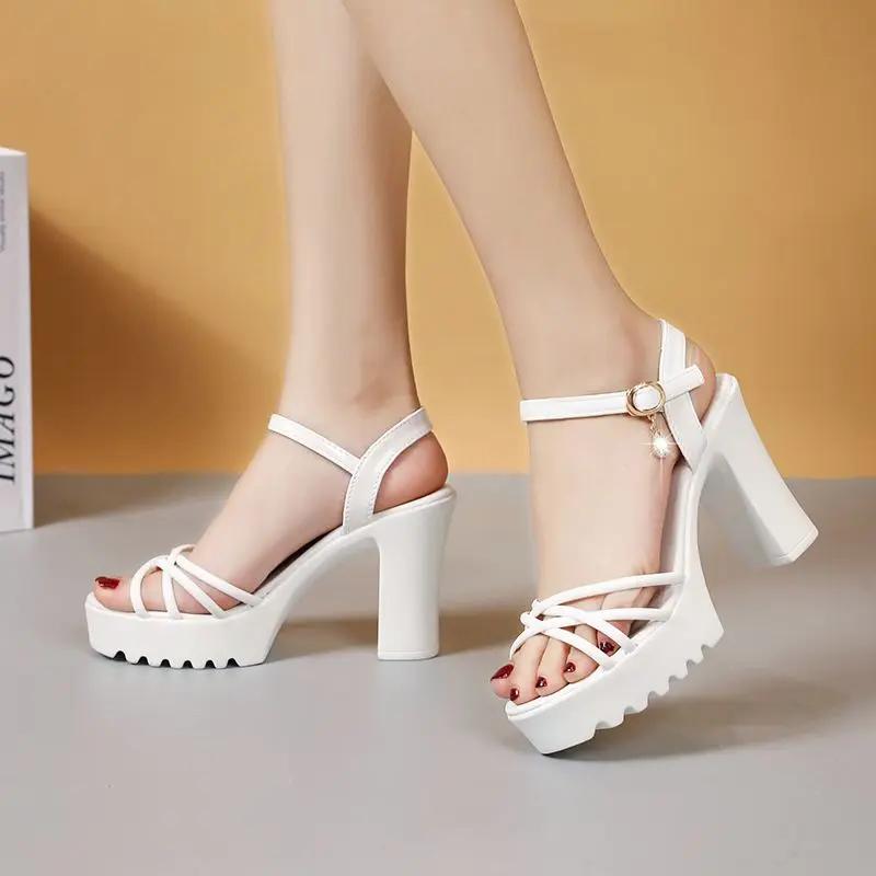 Fashion High Heels Wedge With Platform Waterproof Sandals for Women Vintage Pvc 2025 Luxury Shoe Korea Comfort Footwear Vip Woman Shoes