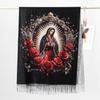 Virgin Mary With Roses Tassels Scarf Virgen De Guadalupe Shawls For Women Quality Warm Throw Blanket Prayer Shawl Catholic Gifts