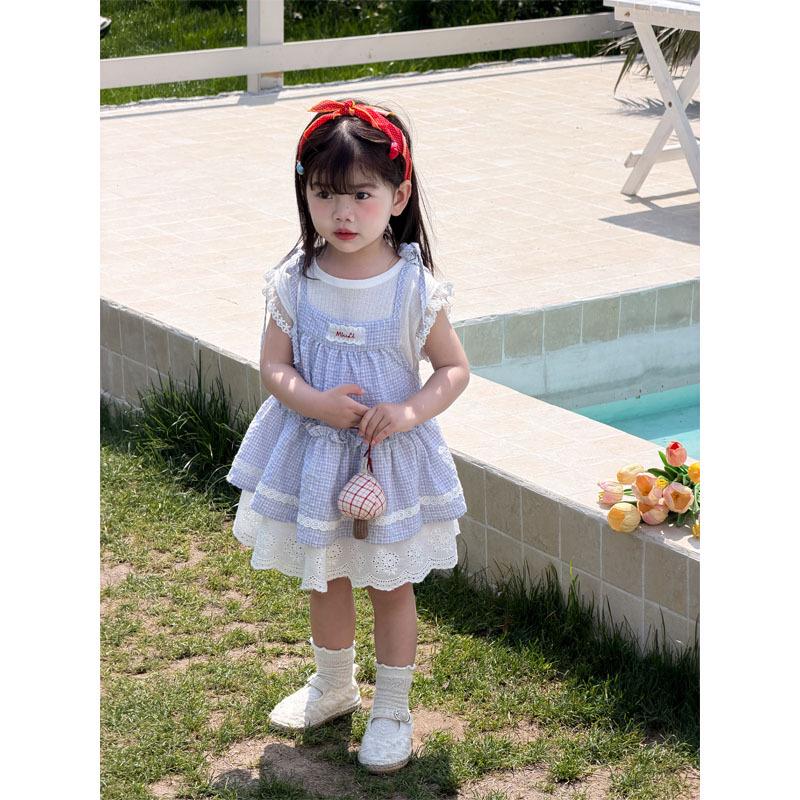 Summer Sleeveless Court Style Dress Set for Girls