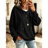 Women S Solid Drawstring Hooded Knit Loose Fit Casual Sweatshirt With Pockets