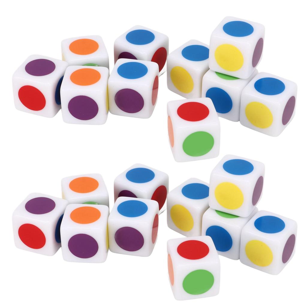 20Pcs Teaching 6 Sided Cubes 6 Colors Rounded Corner Teaching Color Dice for Educational Dice Toys