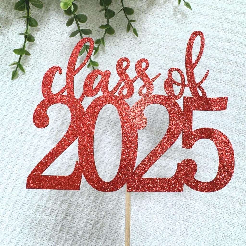 ALISSAR 12 Pack Pre-assembled Double Sided Class of 2025 Graduation Party Centerpiece Sticks, Centerpiece Table Decorations for 2025 Graduation Party