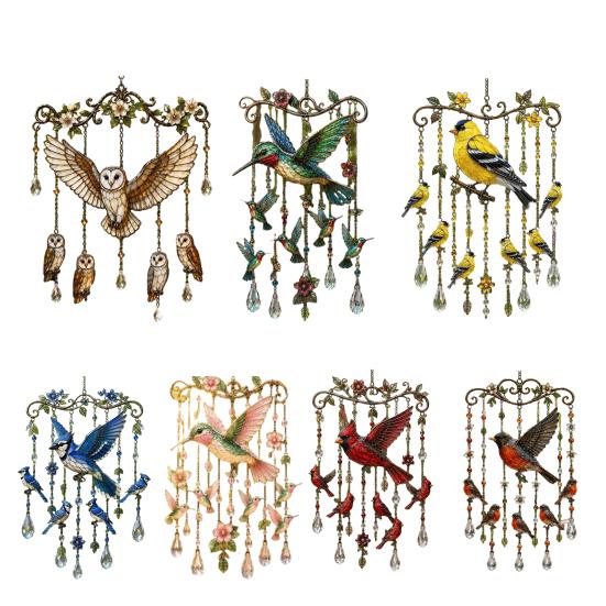 Veranda Hängedekoration Außen Vogel Windspiele, Dekorative Anhänger, Acryl Fenster-Windspiel Hängende Dekorationen für Garten Terrasse Romantische Dekoration