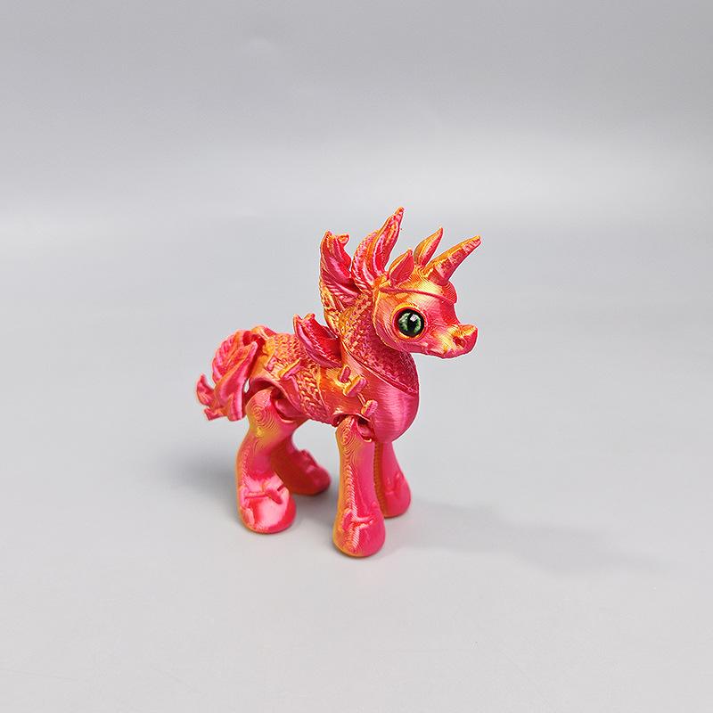 Colourful 3D Printing Unicorn Toy Crafts Home Decoration Small Ornaments Creative Gift Cute Anime Unicorn Model Joints Movable