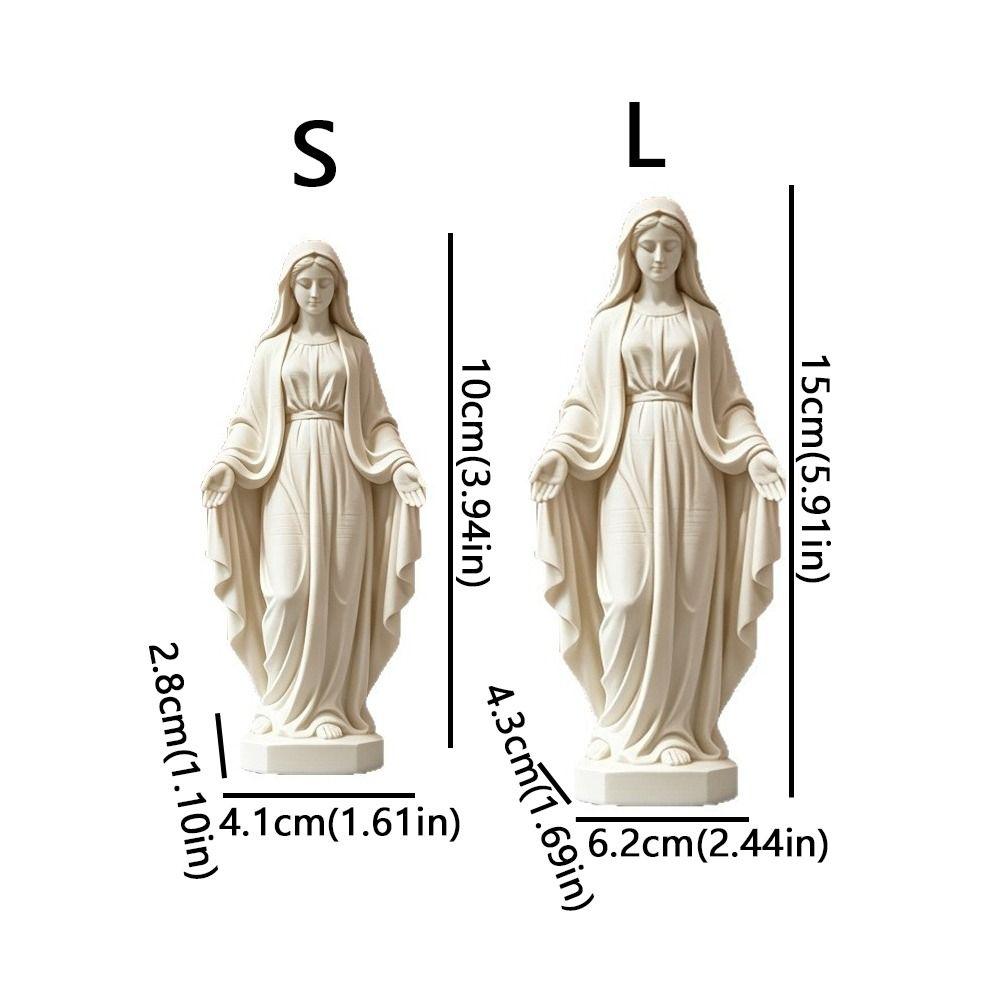 Plastic Mini Virgin Mary Figurine Minimalist Catholic Prayer Figurine Bedroom