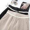 Women's Beige Acetate Wool Wide-Leg Pants - New 2024 Autumn/Winter Casual Straight-Leg Design