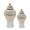 Ceramic Vase Universal Jar with Lid Golden Stripes Decor Ginger Jar Storage Bottle Desktop Porcelain Ornaments Home Decor Vase
