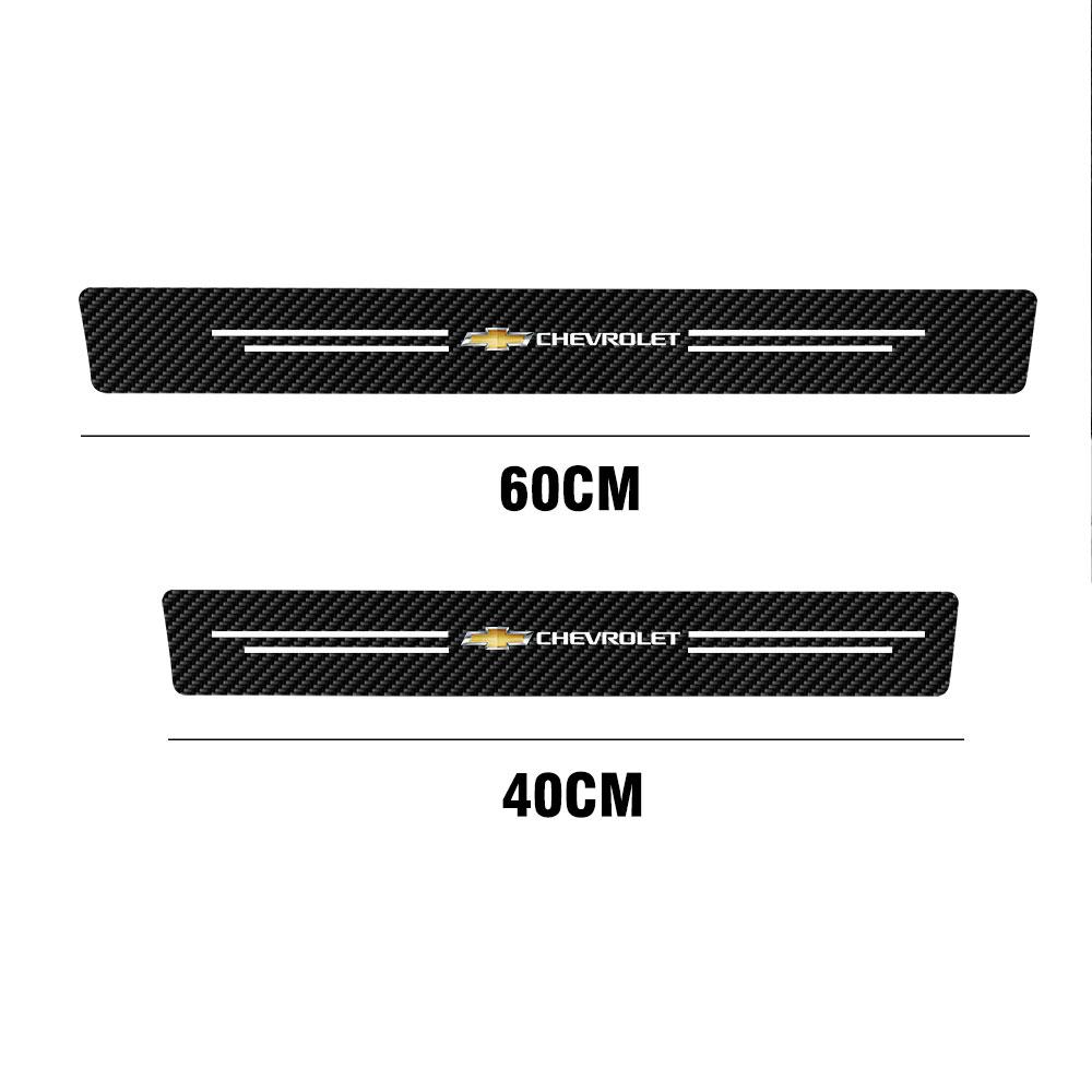 4pcs/set Carbon Fiber Leather Car Door Sill Scuff Plate Decor Carbon Fiber Stickers For Chevrolet Trax Malibu SS Equinox Impala