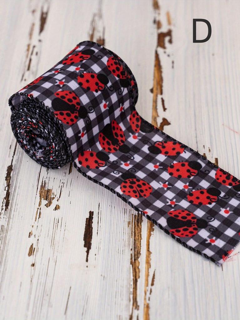 Beetle Webbing Summer Garland Decoration Red Polka Dot Iron Wire Edging Ribbon Grosgrain Red Dot Craft Ribbon 1 Roll