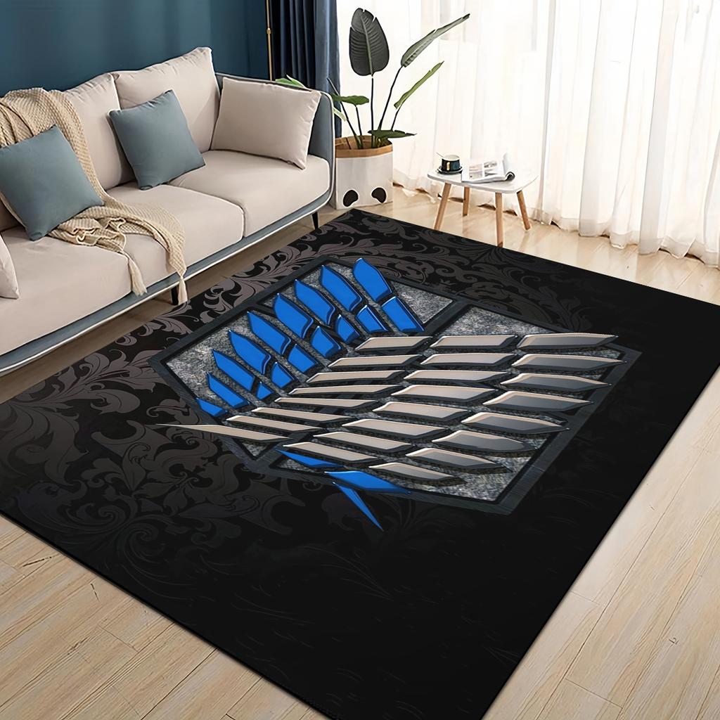 3D Cartoon Attack On Titan Eren Mikasa Anime Carpet Rug for Living Room Bedroom Home Sofa Decoration,kid Play Non-slip Floor Mat