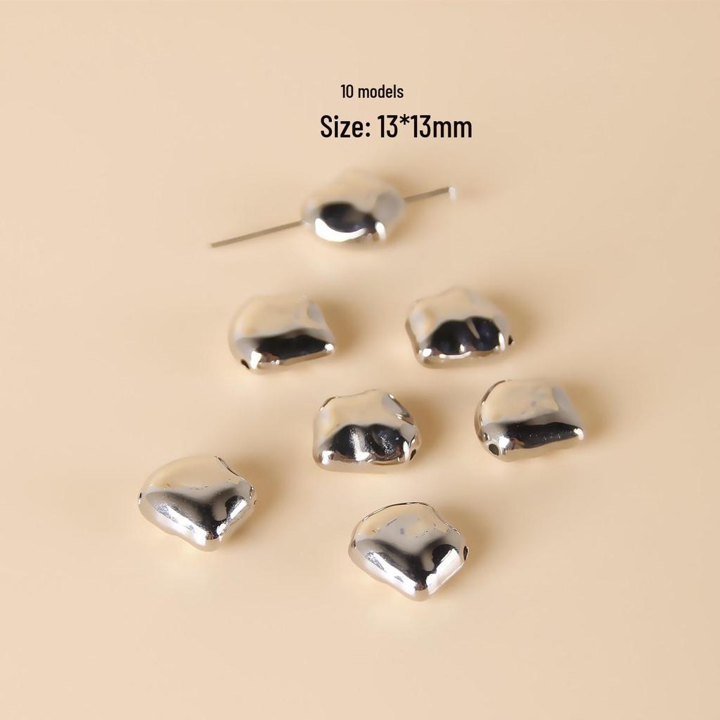 10 Irregular White Acrylic Silver Spacer Beads for DIY Jewelry and Earrings