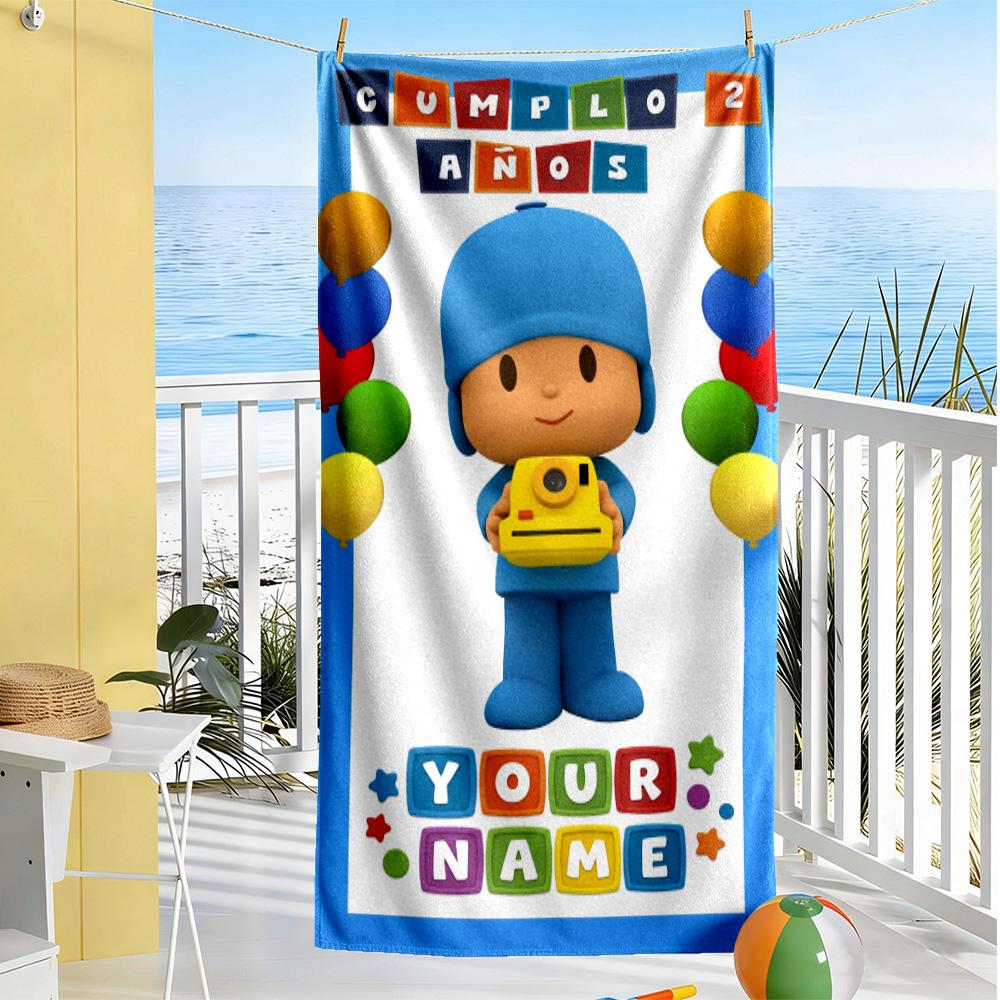 Pocoyo Personalized Text Beach Towel High Absorbency Quick-Dry
