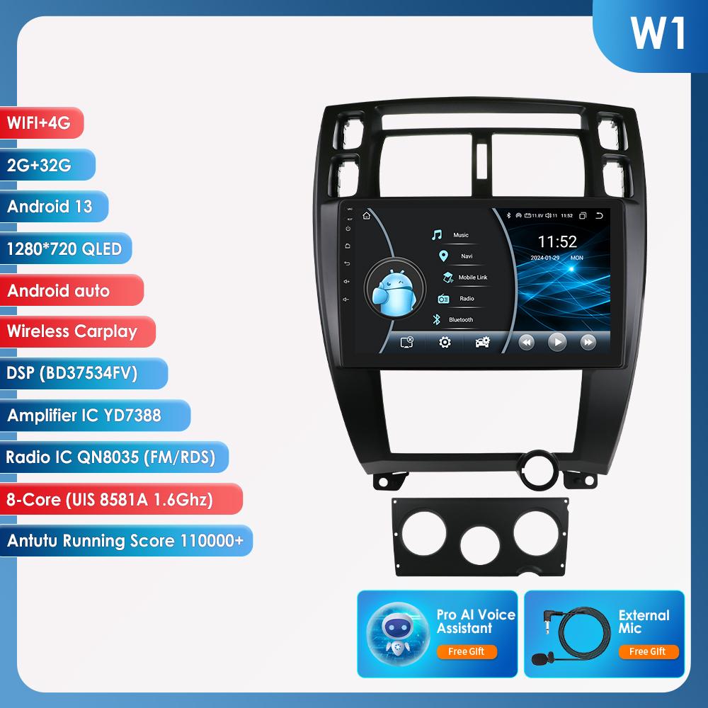 Hizpo 8Core AI Intelligent Screen Android Autoradio for Hyundai Tucson 2004-2009 Car Radio Multimedia Video Player GPS Nav Head Unit Carplay 4G RDS FM