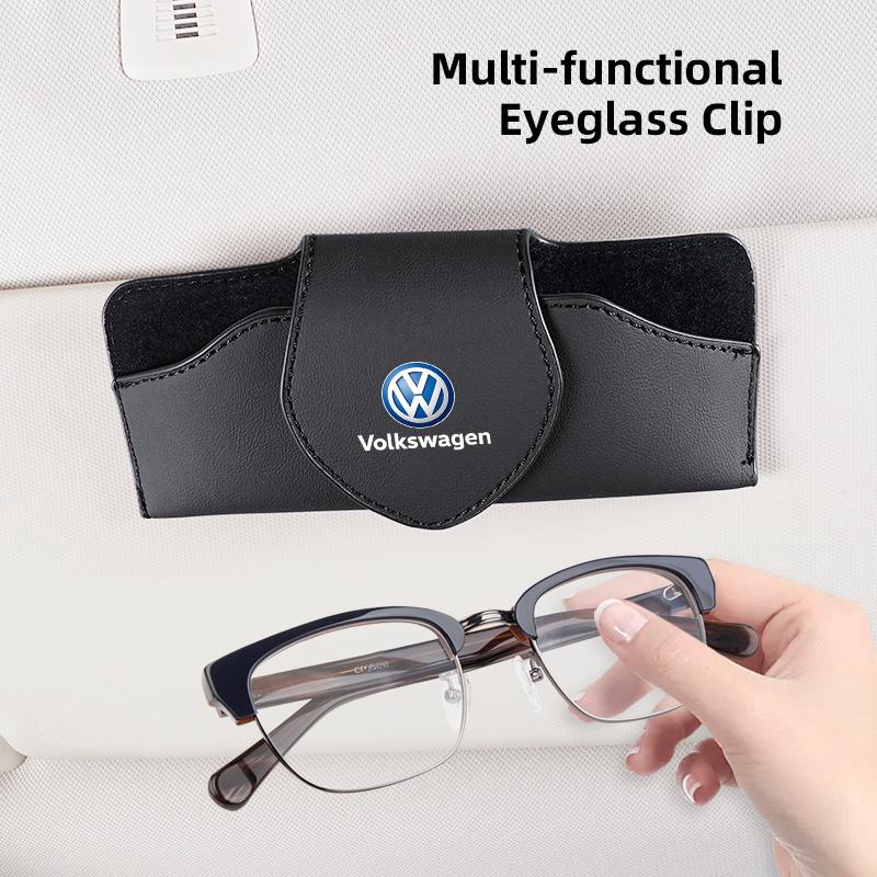hijk1 Car Sun Visor Glasses Case Sunglasses Holder For VW Golf Amarok T5 Phaeton GTI Teramont Tiguan Car Interior Accessories keychain