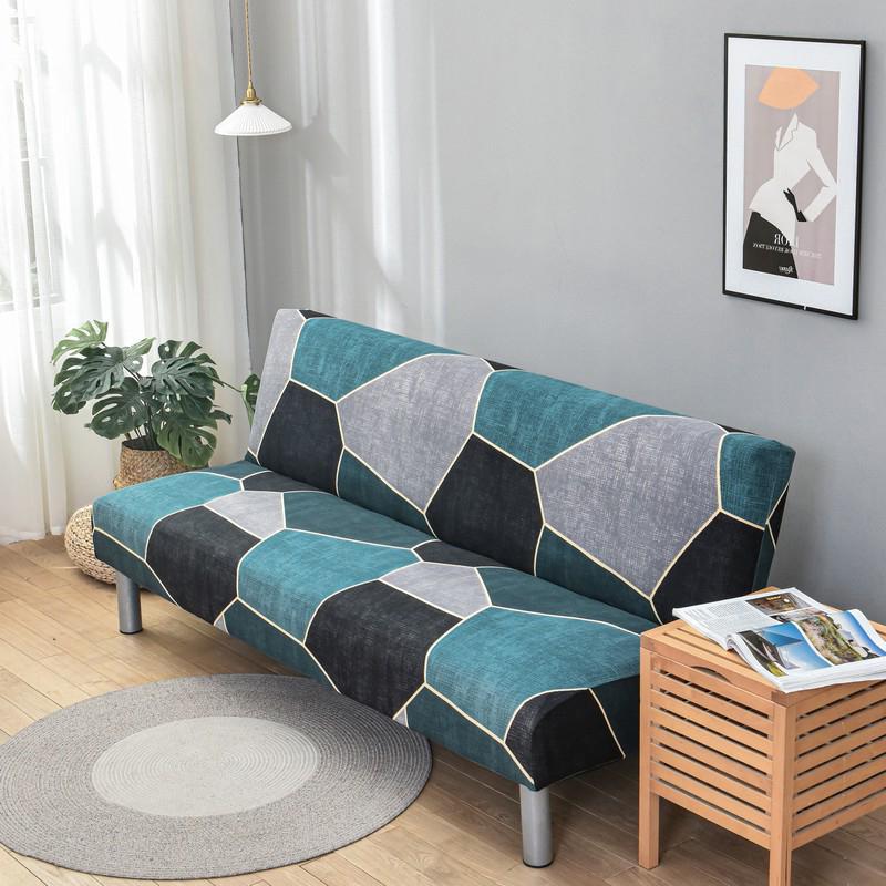 Stretch Futon Cover Armless Sofa Slipcover Folding Sofa Bed Couch Cover Washable Furniture Protector for Sofa Without Armrest