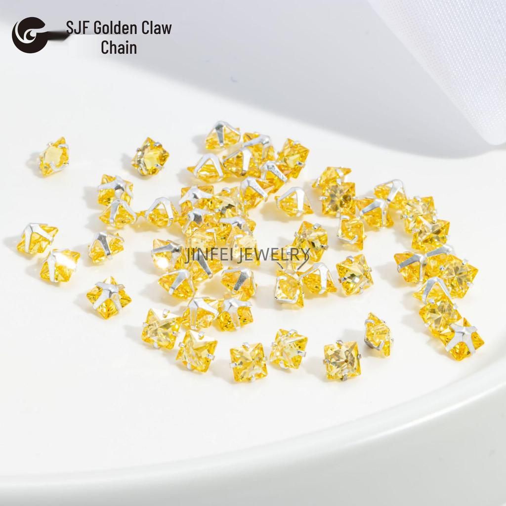 Colorful Square Prong Rhinestones: Right-Angle Silver Crystal Zircon for DIY Phone Chains and Jewelry.