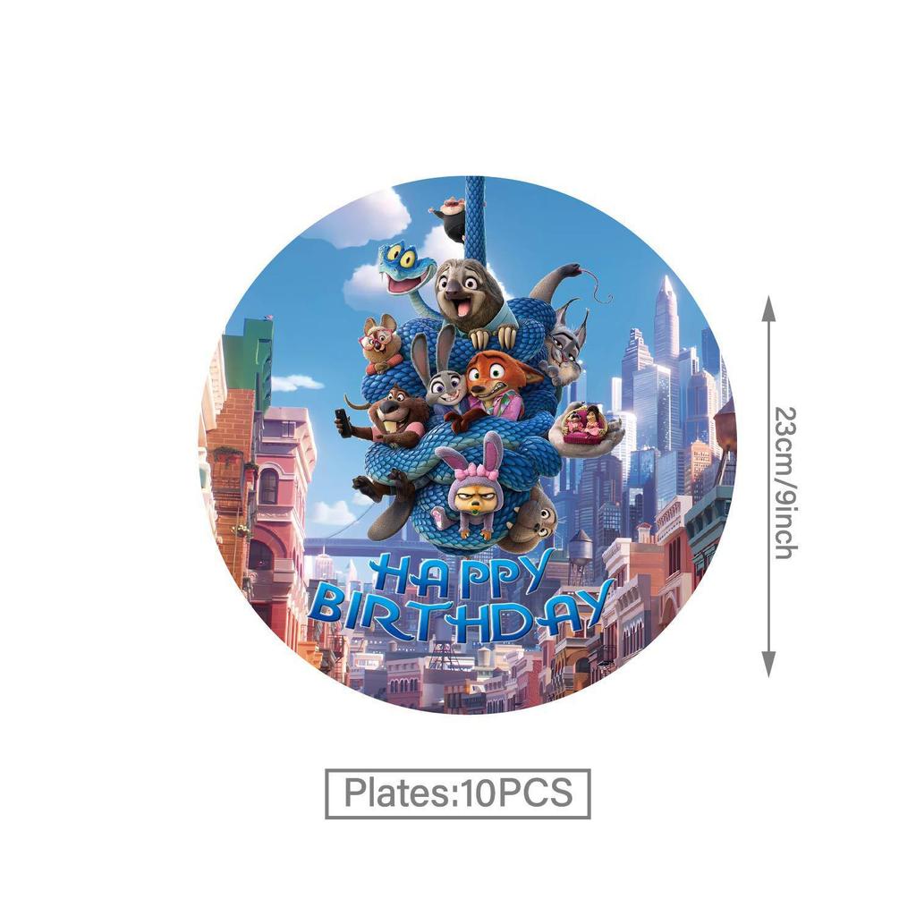 Zootopia 2 Birthday Party Decorations: Pull Flags, Plates, Cups, Napkins, Tablecloth