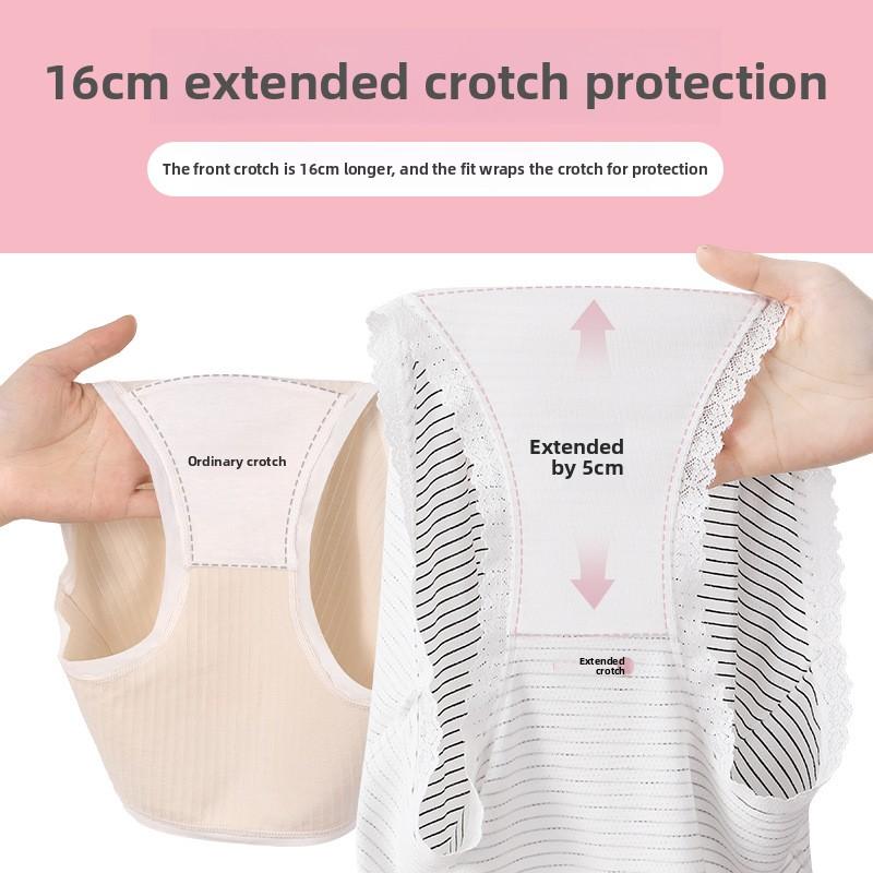 Big Size Female Spring and Summer Flower Lace Edge Pure Cotton 10a Extension Crotch Triangle Briefs