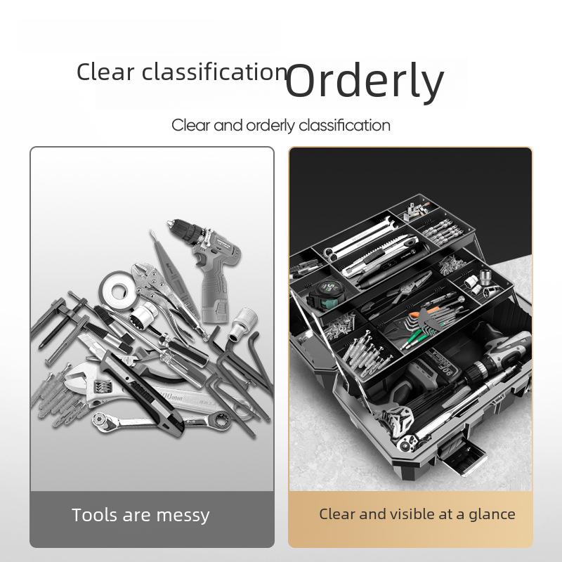 Zielony Las Przenośny Trójwarstwowy Wielofunkcyjny Przybornik: Składany Magazyn Przemysłowy na Sprzęt Domowy i Samochodowy