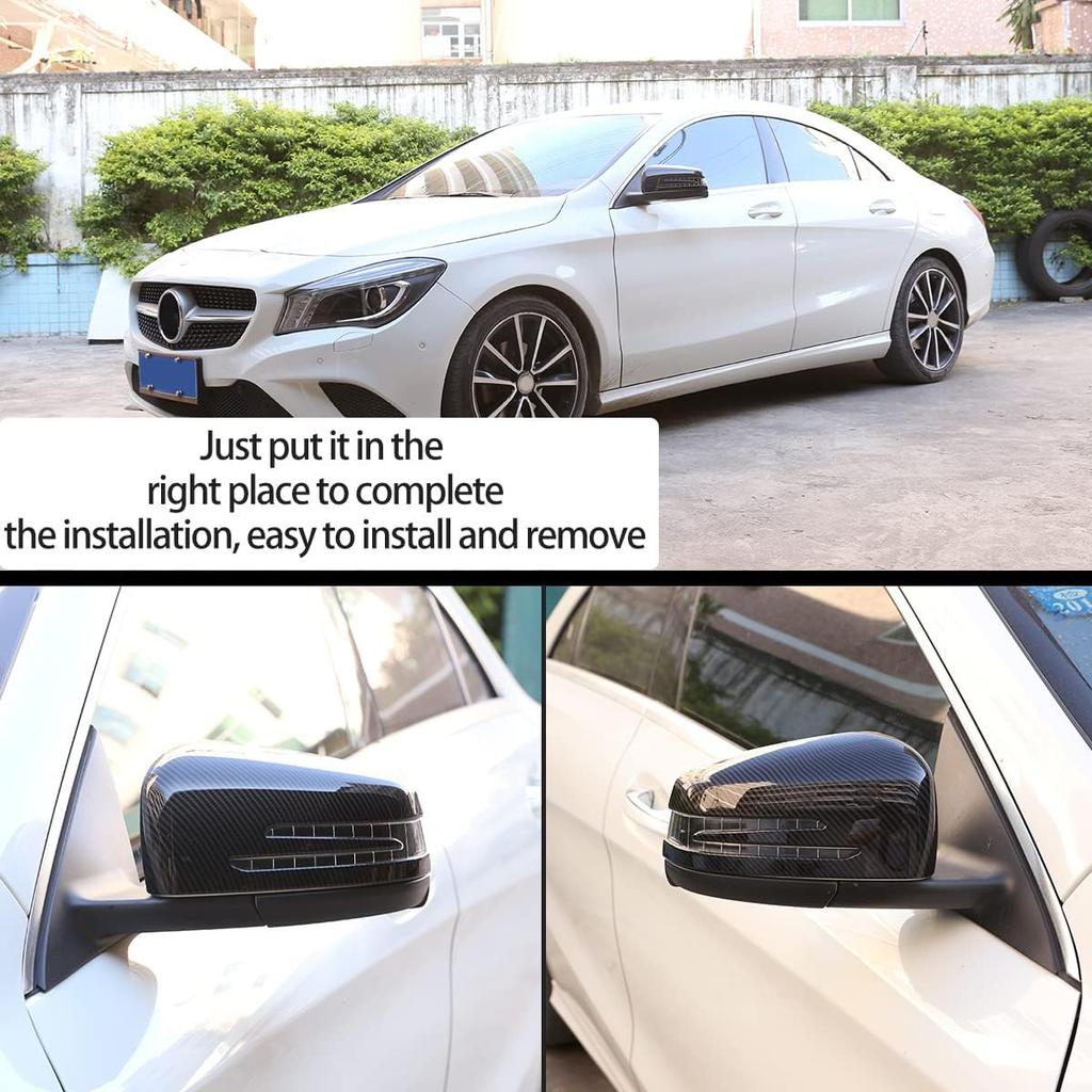 For Mercedes Benz A CLA GLA GLK Class W176 W117 X156 X204 2014-2017 Carbon Fiber Side Rear View Mirror Cover Trim