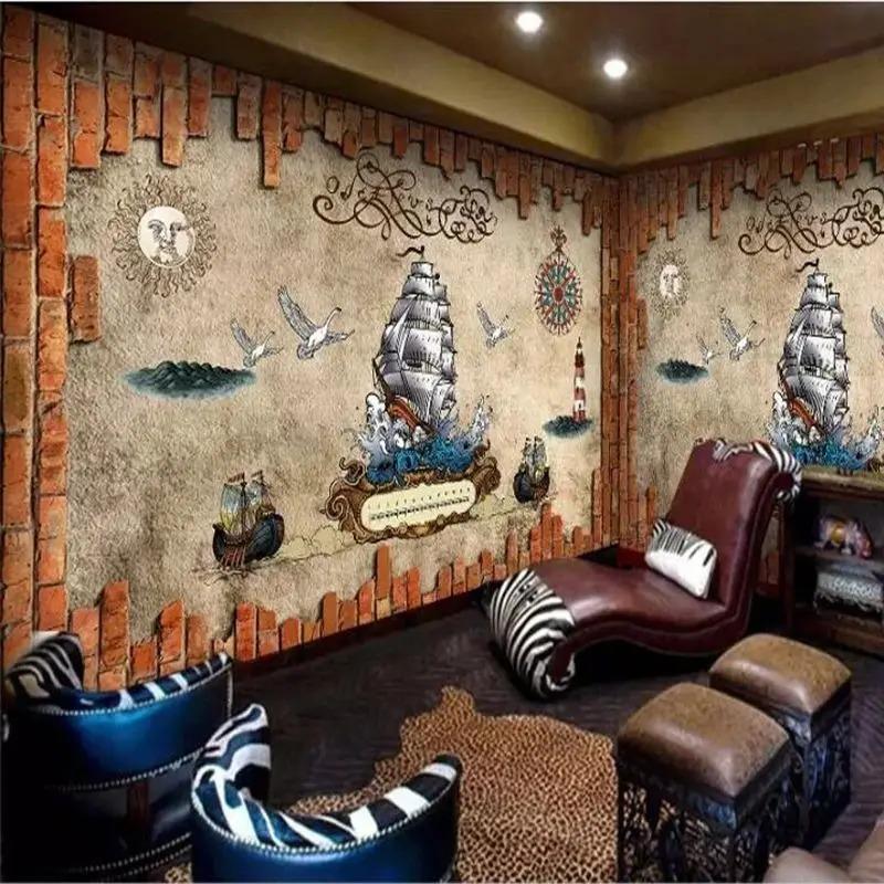 Wallpaper 3d Murals Pirate Theme Vintage Background Wall Papers Home Decor Bedroom 3d Wallpaper