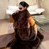 Fur integrated V-neck double-sided wearable coat  extended winter coat to keep warm new environmentally friendly fur