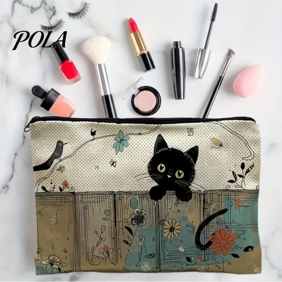 Aufbewahrungstasche Katze Aufdruck Tasche, mit Glattem Reißverschluss, Verdicktes Polyester Hochdichtes Gewebe Kosmetik Mehrzweck Federmäppchen Reise Toilettenartikel Reißverschlussbeutel