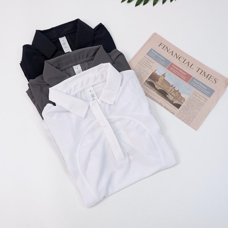 Women's Quick-Dry Polo Shirt - Breathable Moisture-Wicking Knit for Yoga & Fitness