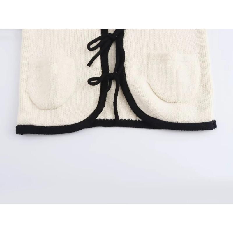 Open Cropped Cardigan Women Tied Knitted Short Sweaters for Women Autumn Knitwears Women Long Sleeve Ladies Cardigans